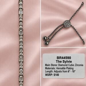 The Sylvie Hematite Plating Diamond Cubic Zirconia Bracelet